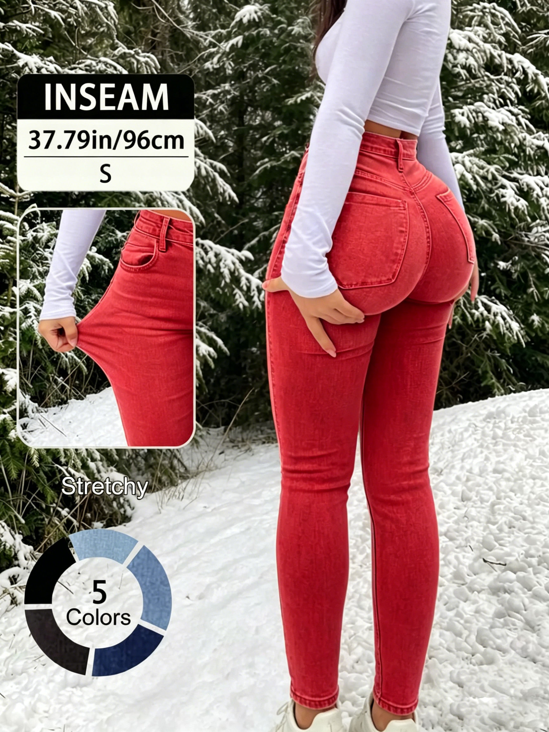Elegant High Waist Long Skinny Denim Jeans for Women