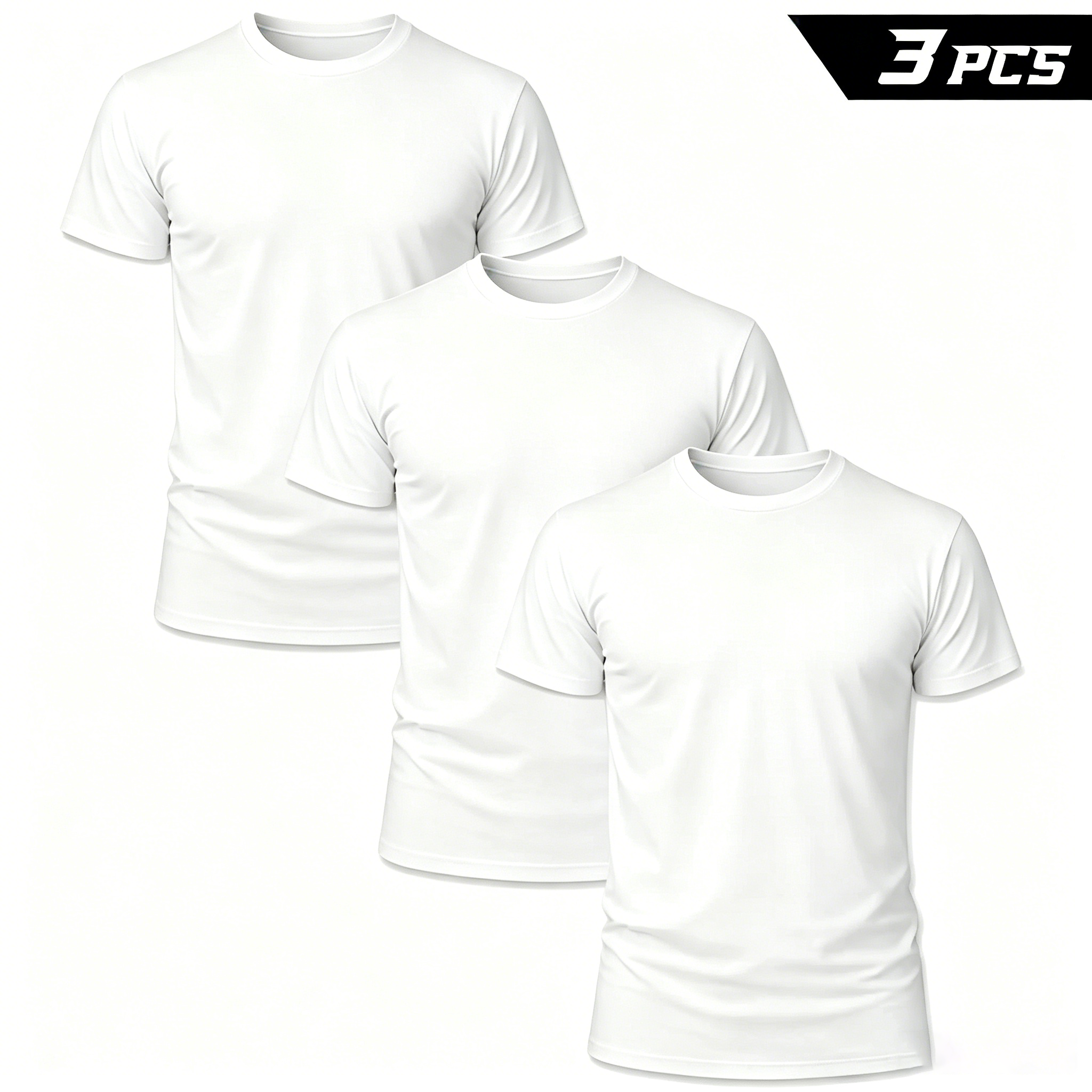 6-Pack: $18— Men's Solid-Color Crewneck T-Shirts, Comfortable Fit