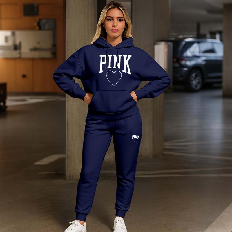 Women's Pink Heart Print Tracksuit
