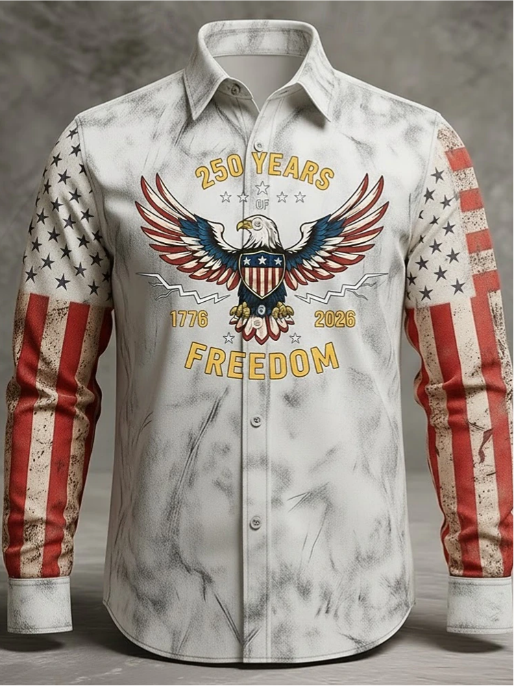 Creative Flag Print 250Th Anniversary Commemorative Shirt
