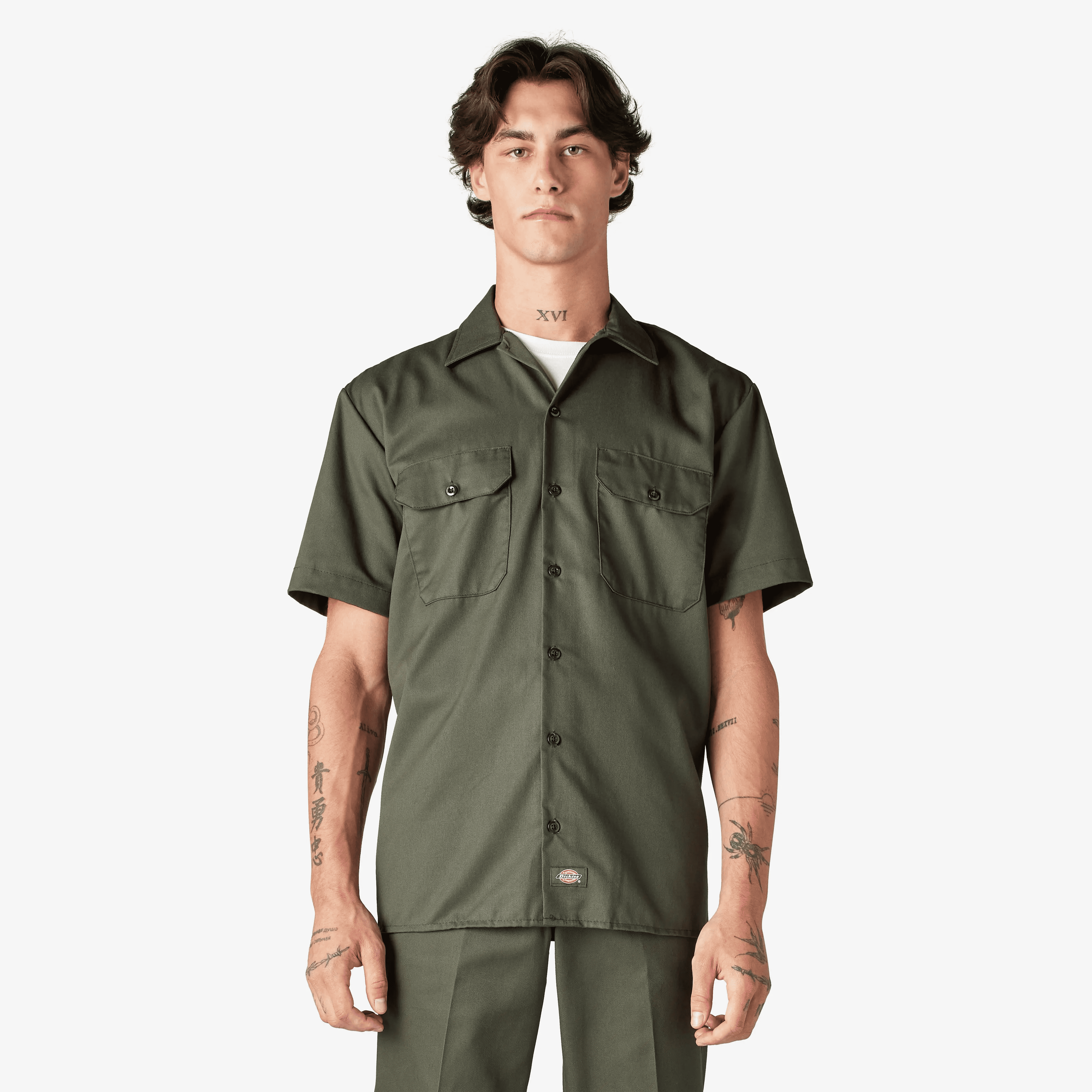 Short Sleeve Work Shirt, Classic Fit Work Wear, Fitted Style, Collared Neck, Secure Chest Pockets
