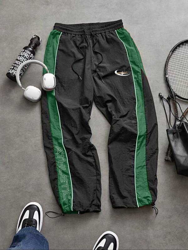 Men's Casual Sporty Long Pants, Loose Fit Elastic Cuff, Fashionable Print, Lightweight Fabric, Perfect for Daily Wear