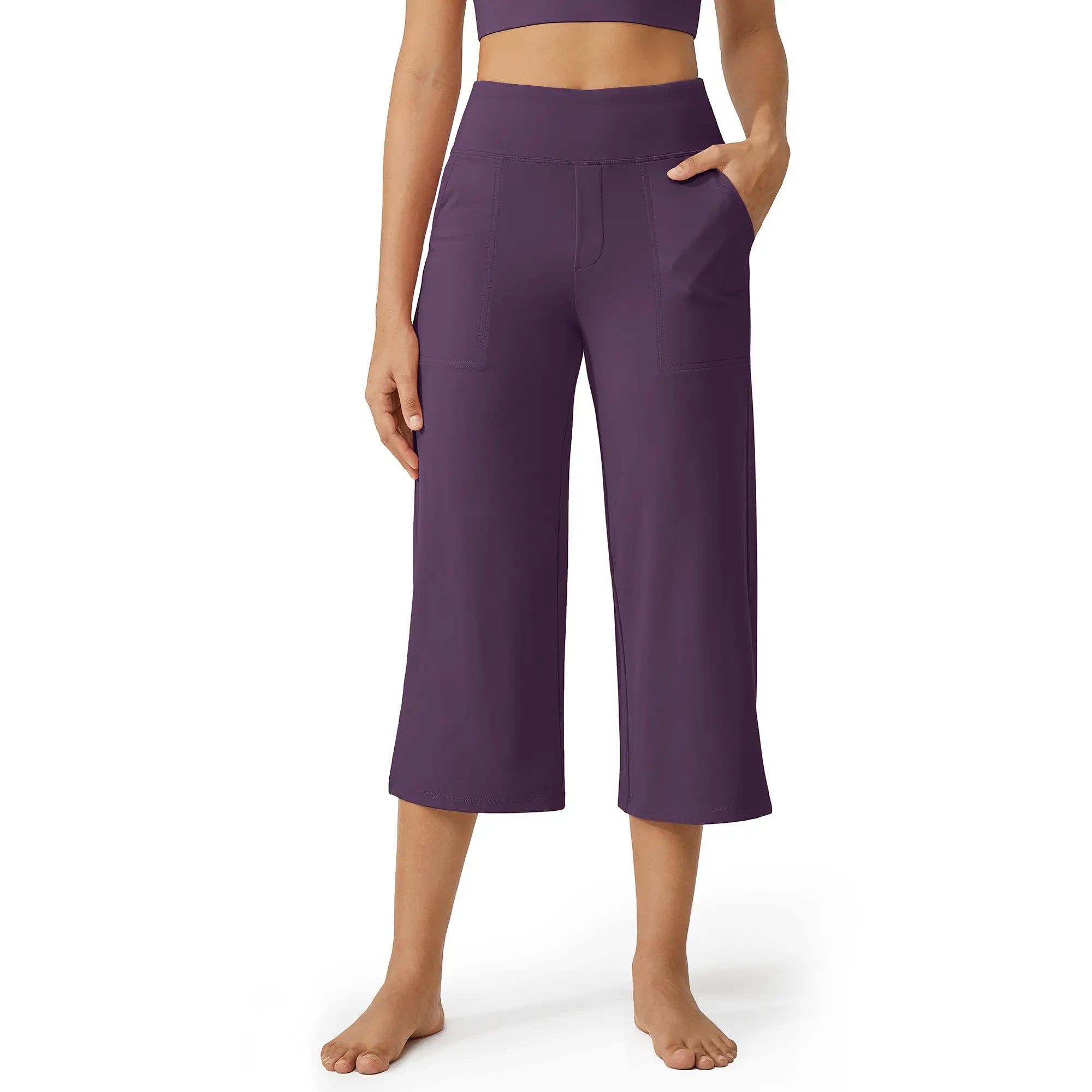 ✨ Capri Pants for Women Wide Leg Yoga Dress Cropped Pants Capri Leggings with Pockets for Casual Summer