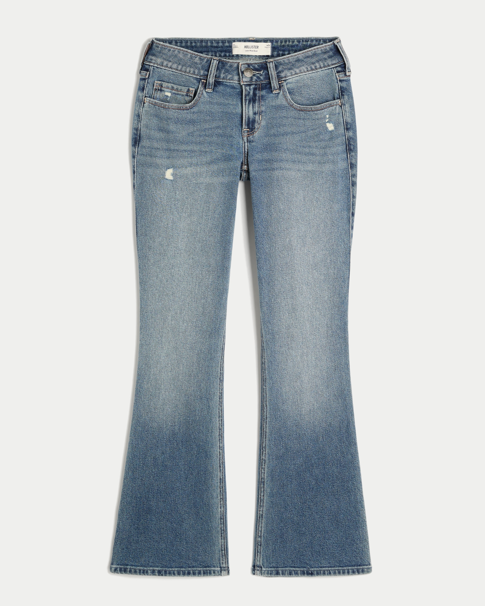 Low-Rise Dark Wash Embroidered Bootcut Jeans