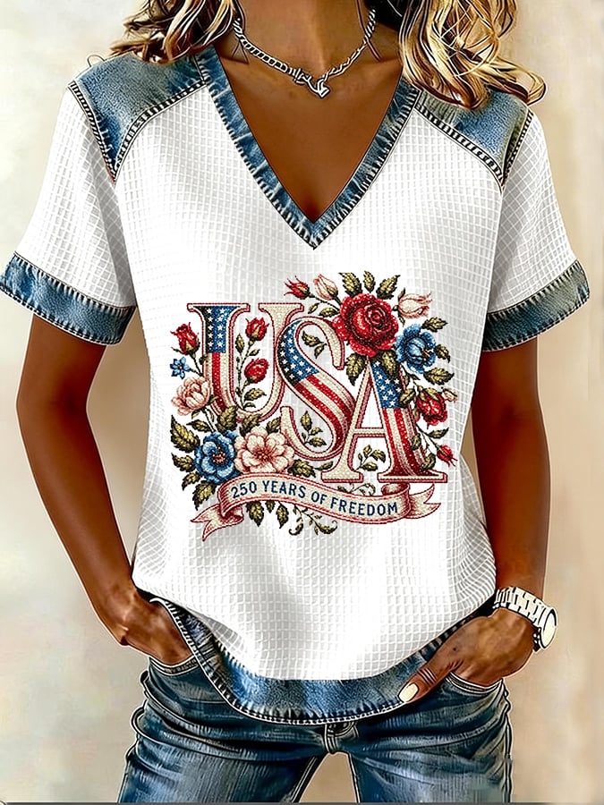 Women's 250th Anniversary Freedom Flower Art  Print   Shirt