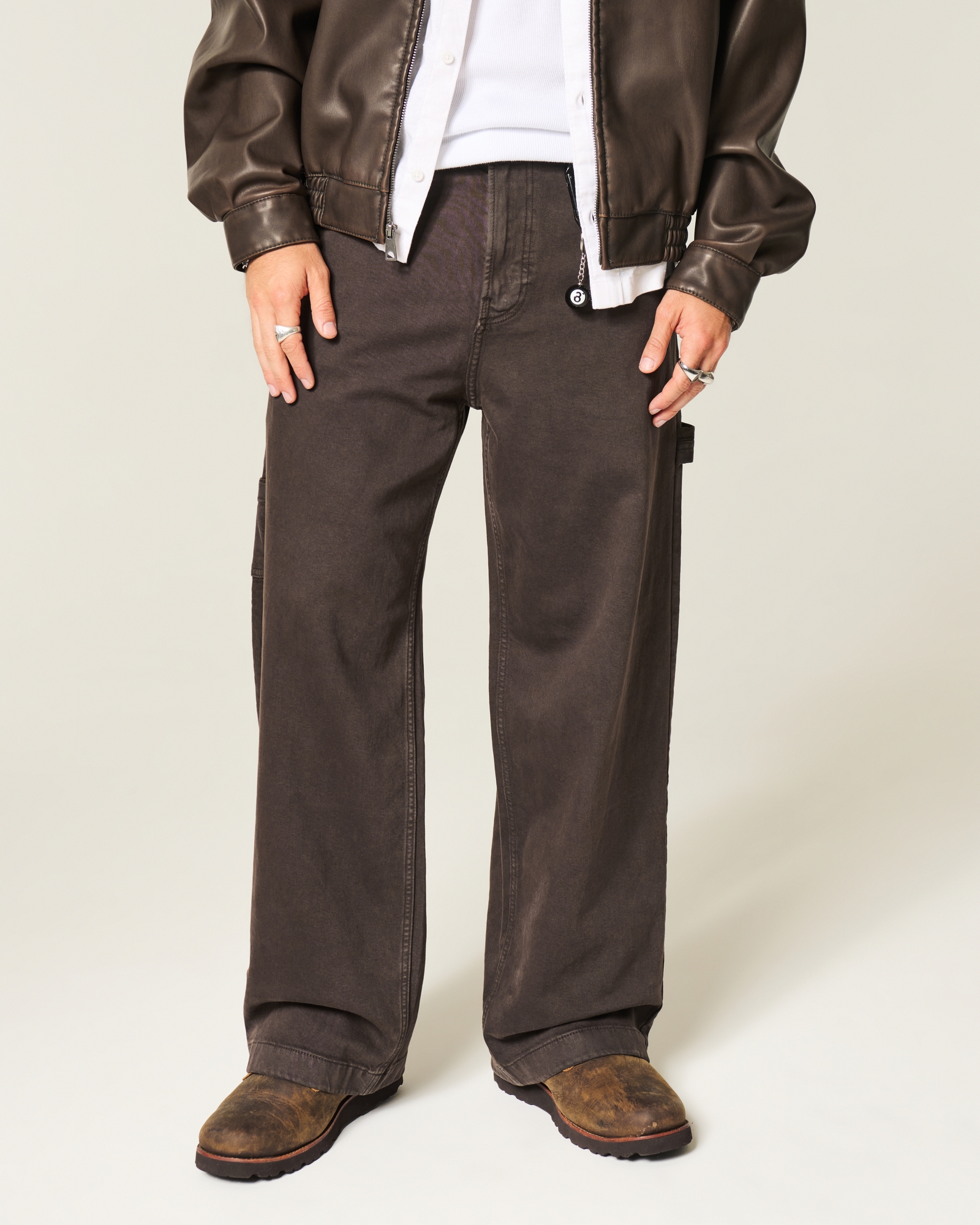 Dark Wash Logo Embroidery Super Baggy Jeans