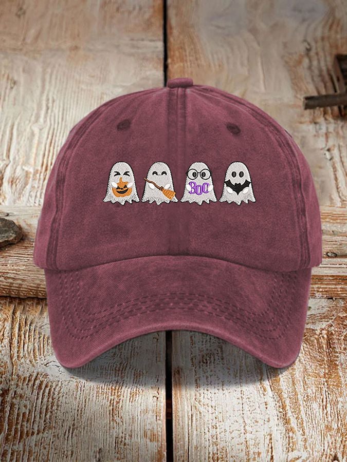 Unisex Halloween Boo Bat Broom Pumpkin Ghost Print Hat