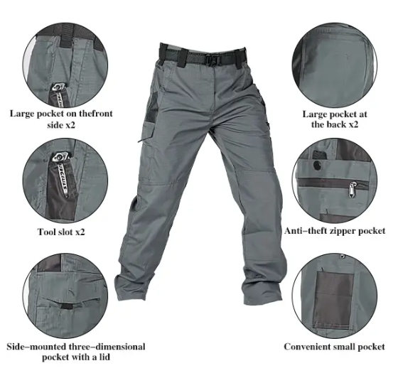 Men's Solid Color Durable Outdoor Training Pants, Fishing, outdoor activities, work, hiking, camping