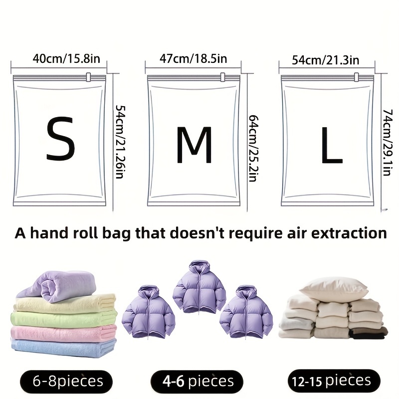10pcs Vacuum Compression Bag Set (SML And Hand Pump),Vacuum Storage Dust Bag Saves Space, Protects Clothes