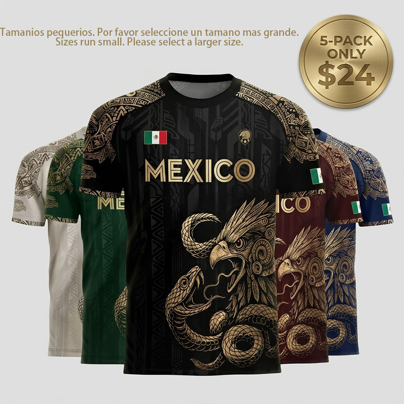 Mexico Aztec Eagle Heritage Soccer Jersey, All over Print, Fitted Casual Style