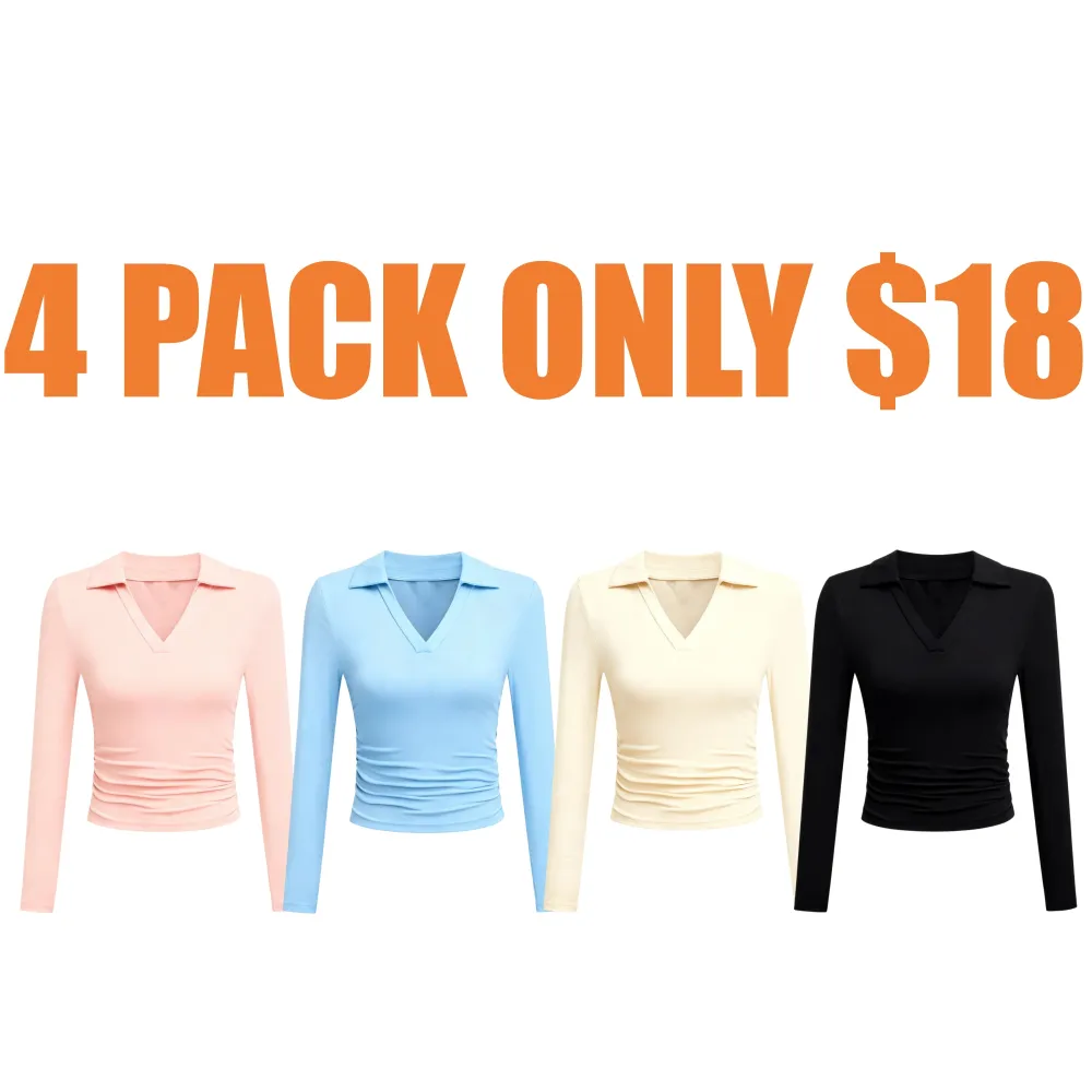 Knit Solid Color Long Sleeve V Neck Slim