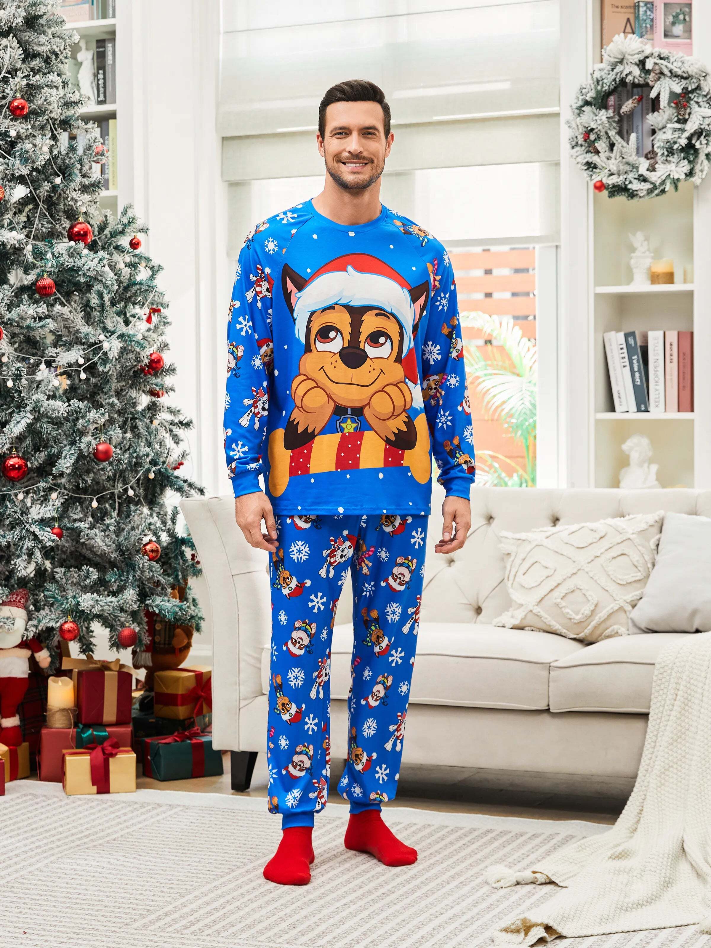 Christmas Family Matching Chase and Marshall Pajamas Sets with Christmas Socks