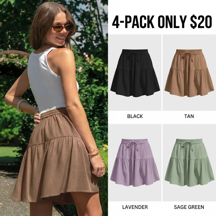 Women’s Linen-Blend Wide Leg Drawstring Summer Shorts