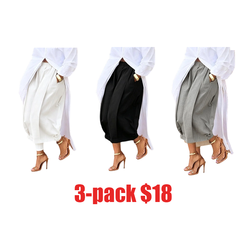 Women's Loose Cotton Lantern Pants – Soft Breathable Elastic Waist Casual Summer Pants with Pockets