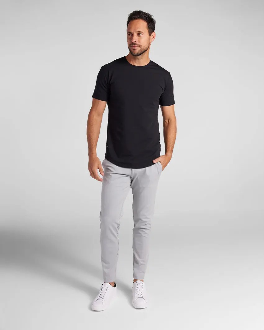 Men’s Drop-Cut Fitted Crewneck Tee – 4-Way Stretch, Wrinkle-Resistant, Streetwear Essential
