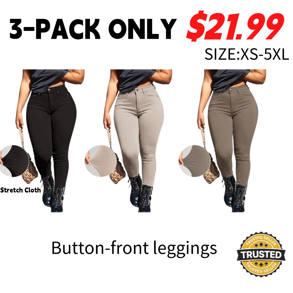 Women's Button-Fly Fitted Trousers (with Pockets) – Casual Slim-Fit