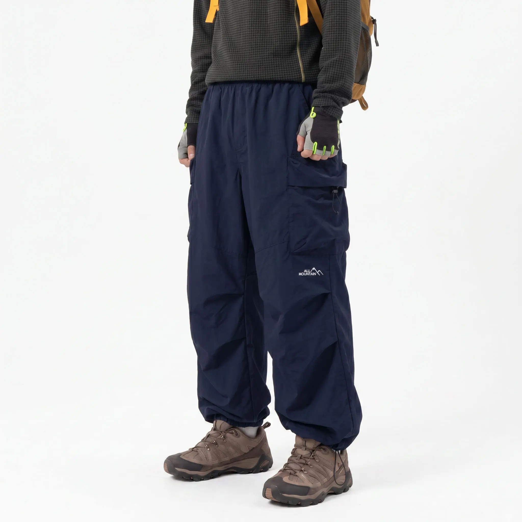 Unisex Baggy Cargo Parachute Pants – Lightweight Water-Resistant Outdoor Hiking Trousers, Loose-Fit Gorpcore Streetwear