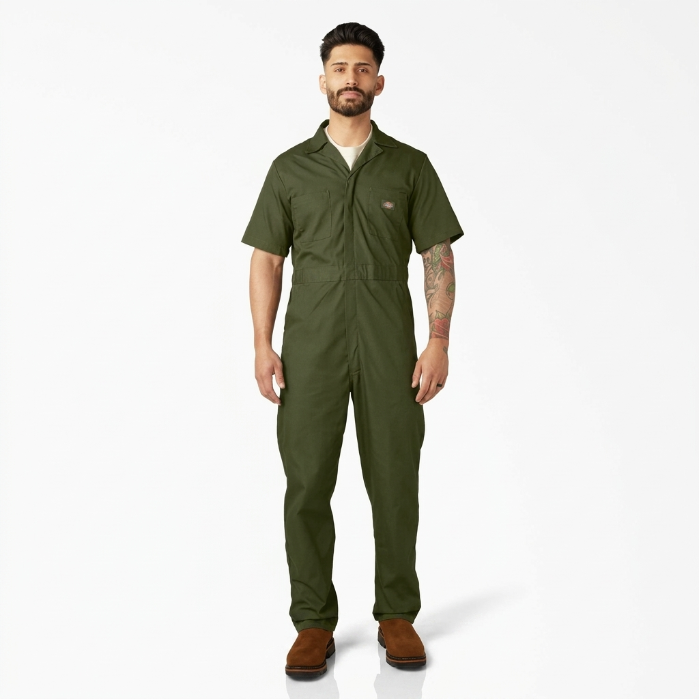 Short Sleeve Coveralls, Men's Sleeve Workwear,Lightweight Design,Worn Over Everyday Clothes