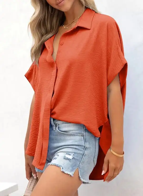 Women's Casual Button Short Sleeve (Less than $3 each!)