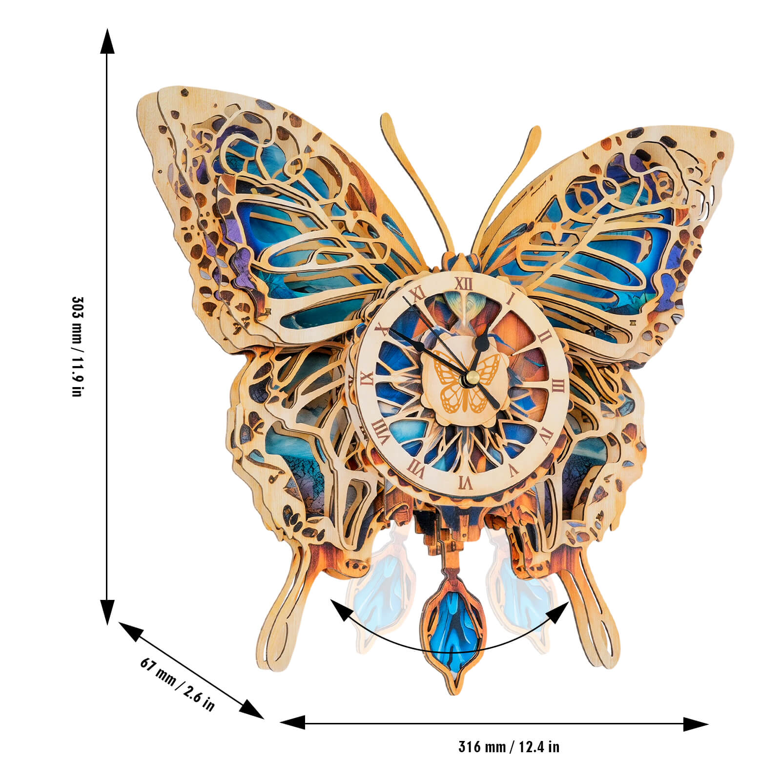 Butterfly DIY Wooden Clock, 3D Puzzle Craft Kit