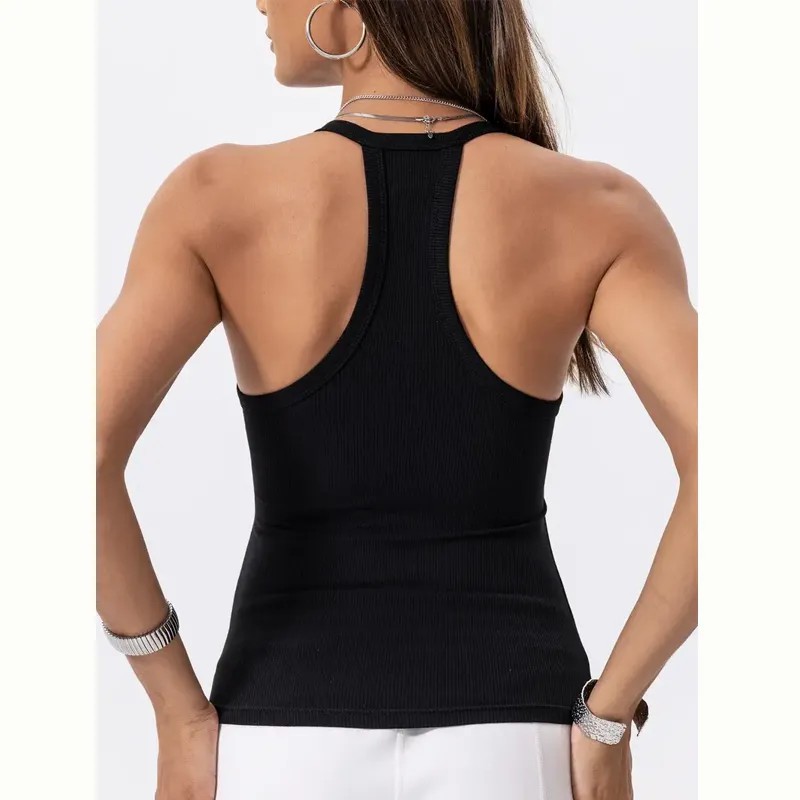 Built-in bust support, sleeveless backless slim-fit basic tank top