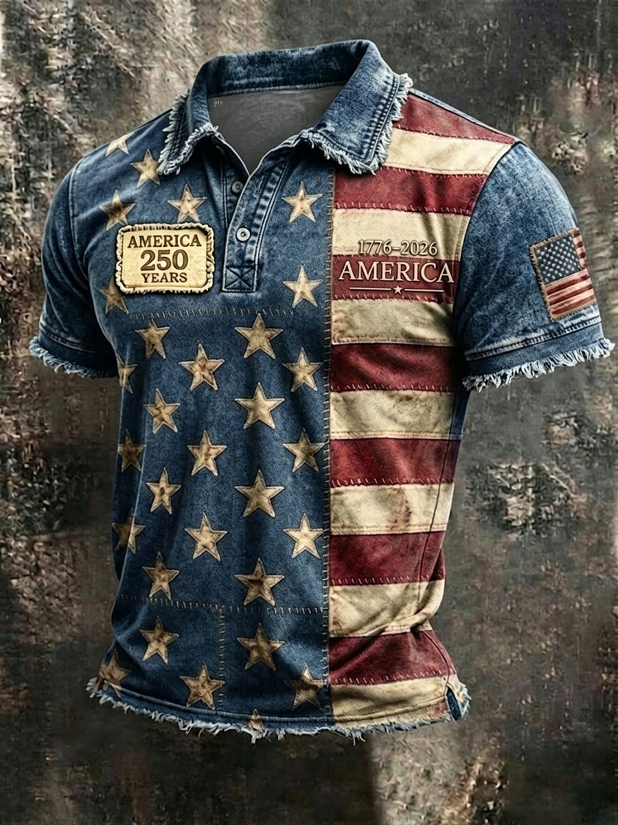 Men'S 250Th Anniversary Printed Casual Polo Shirt