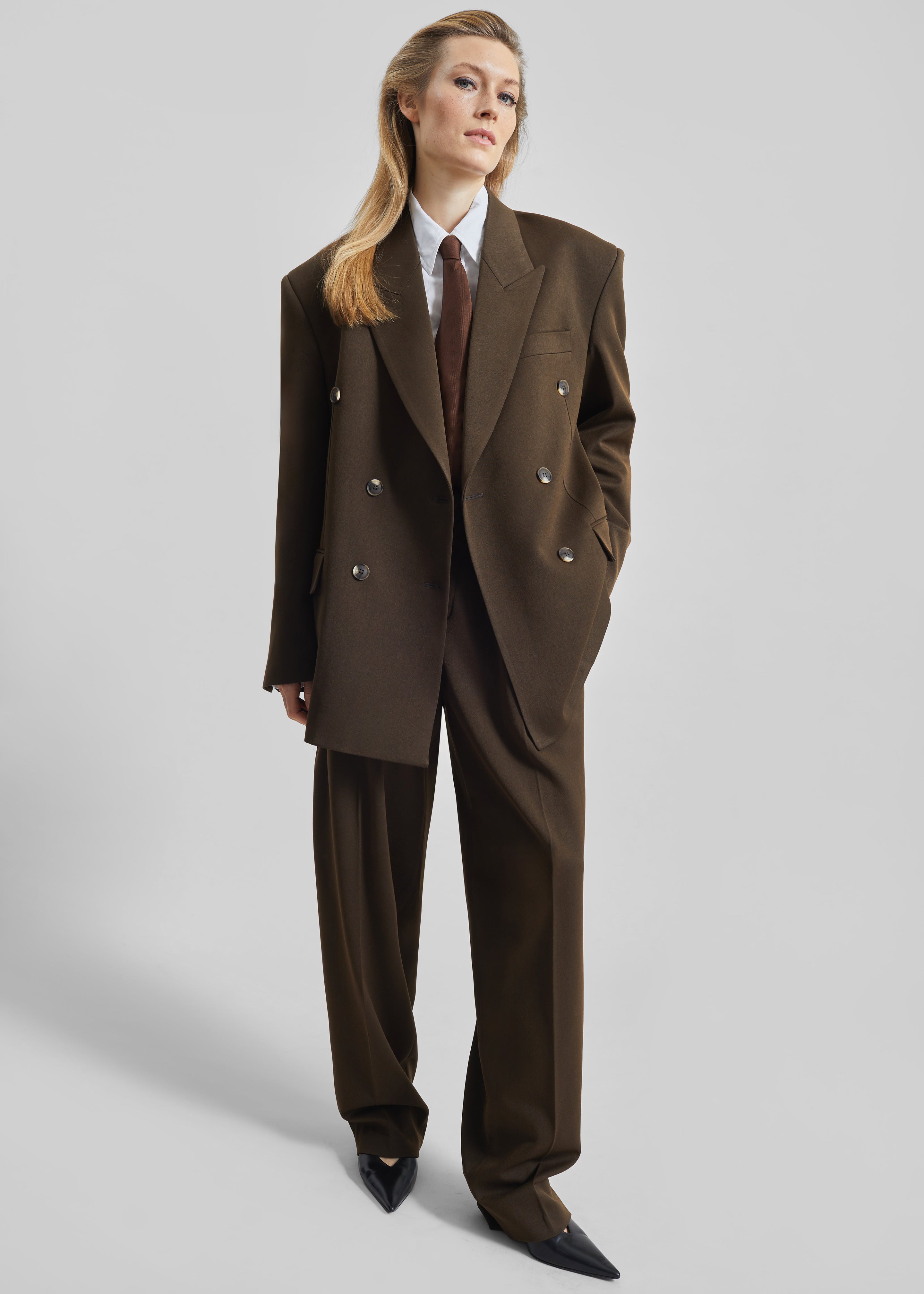 Vester Double-Breasted Blazer - Brown