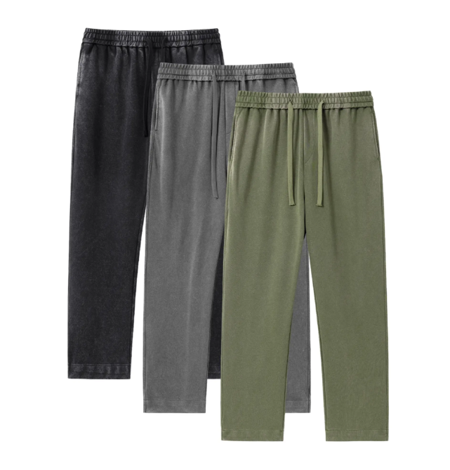 3 pack men’s acid wash, washed cotton solid color athletic casual sweatpants, all season, unisex