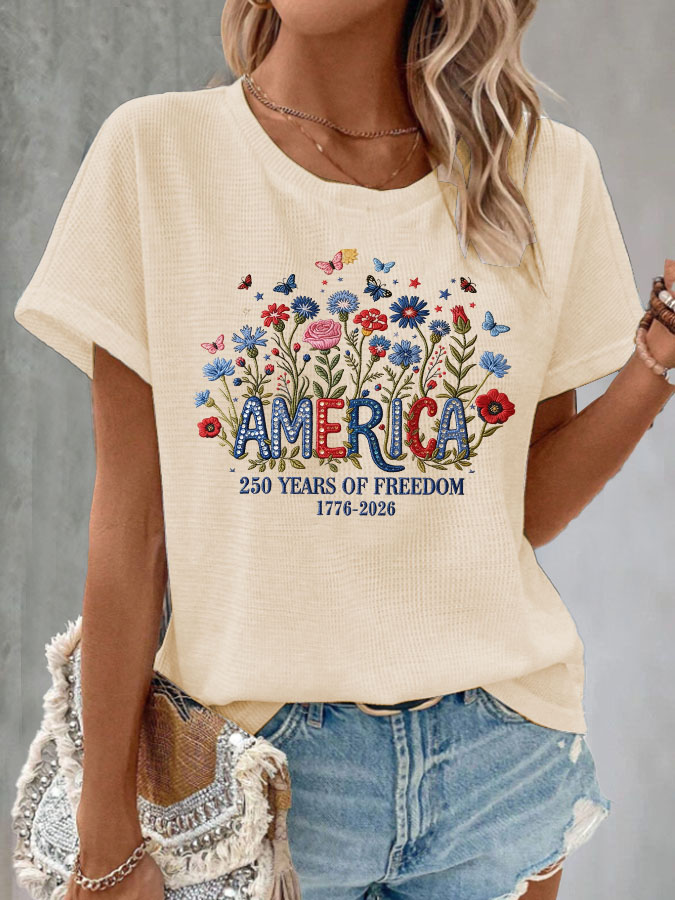 Women'S 250 Years Of Freedom Waffle T-Shirt