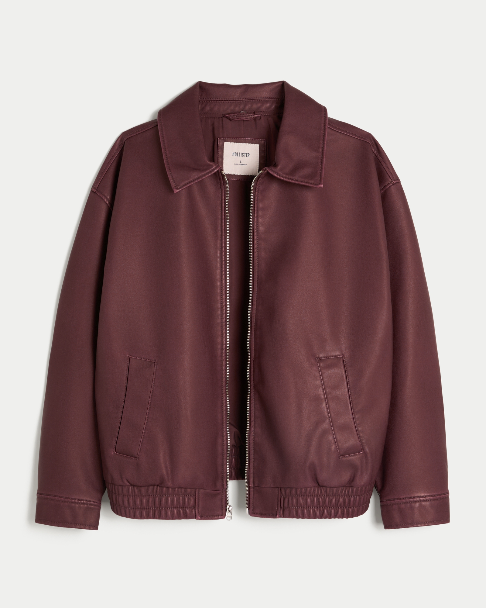 Sherpa Collar Faux Leather Bomber Jacket