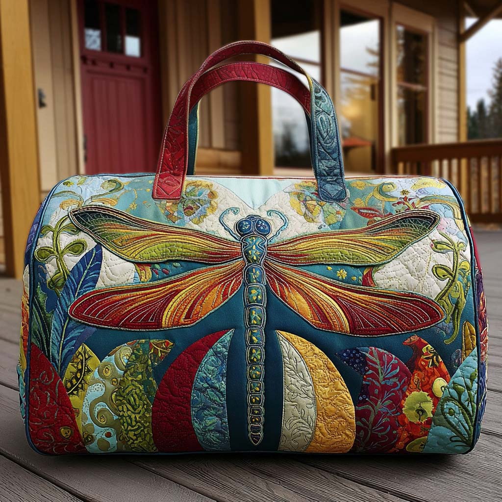 Meadowwing Dragonfly Quilted Duffle Bag 🦋🌿
