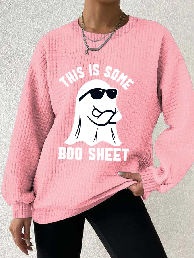Women's Halloween This Is Some Boo Sheet Waffle Sweatshirt