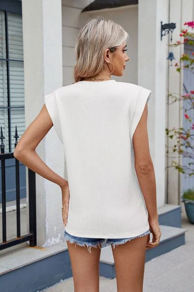 Corded Rib Round Neck Top (multiple color options)