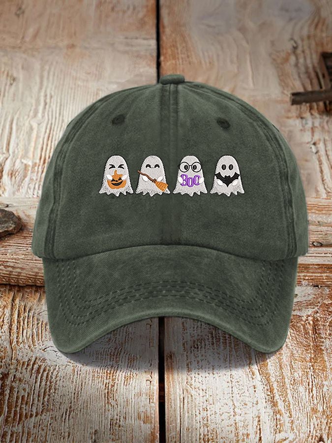 Unisex Halloween Boo Bat Broom Pumpkin Ghost Print Hat