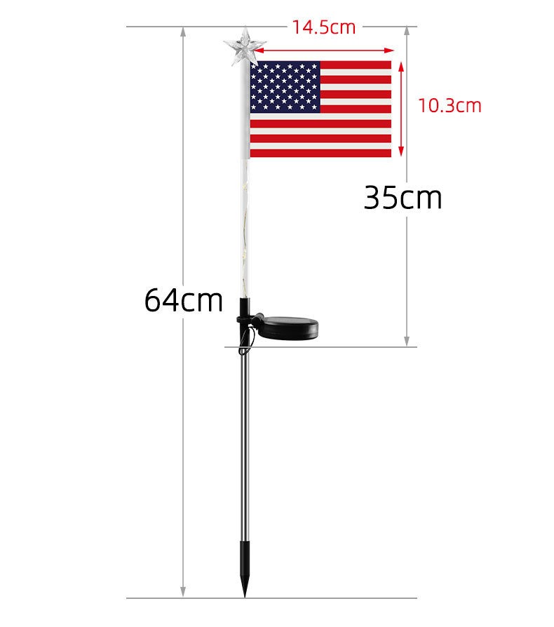Outdoor Home Solar LED Lights US Flag Decoration Outdoor Flag