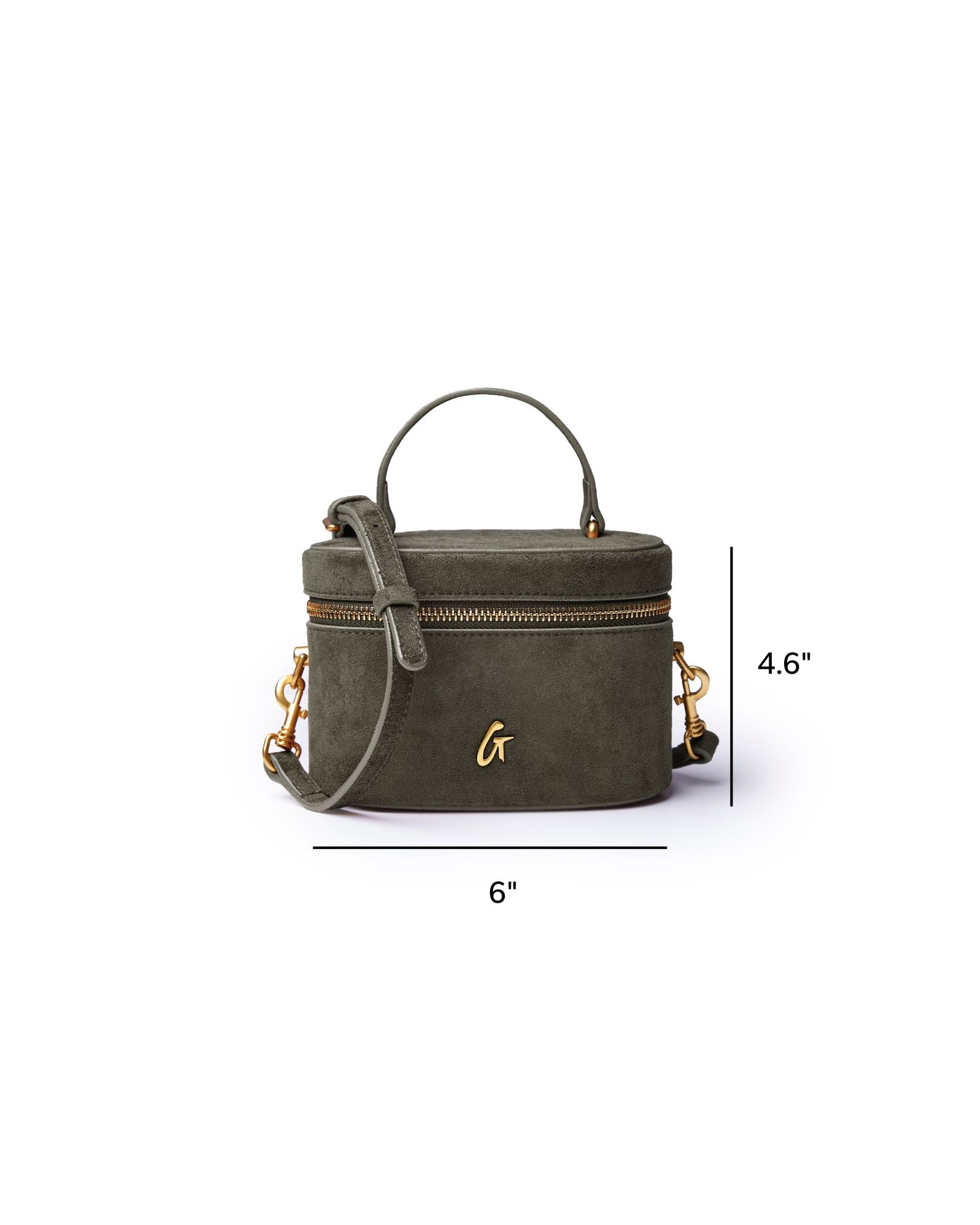MINI SUEDE VANITY BAG - OLIVE GREEN
