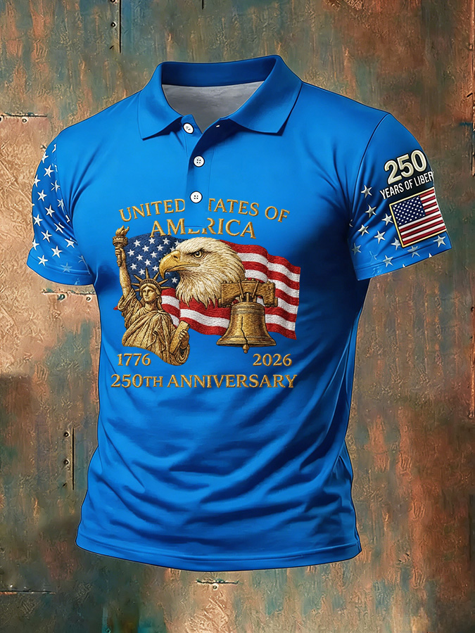 Unisex Casual 250Th Anniversary Celebration Short Sleeved Polo Shirt
