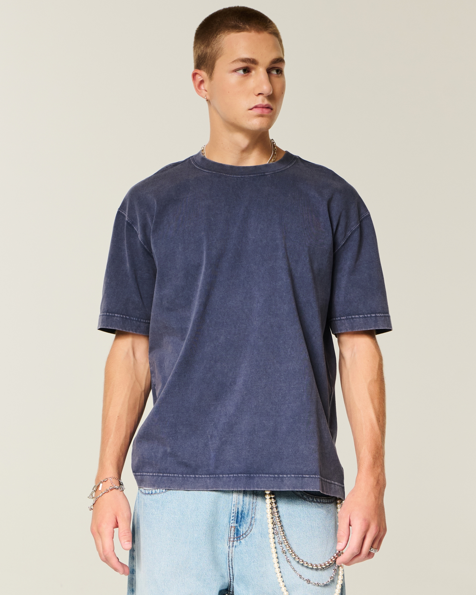 Boxy Heavyweight Washed Cotton Crew T-Shirt