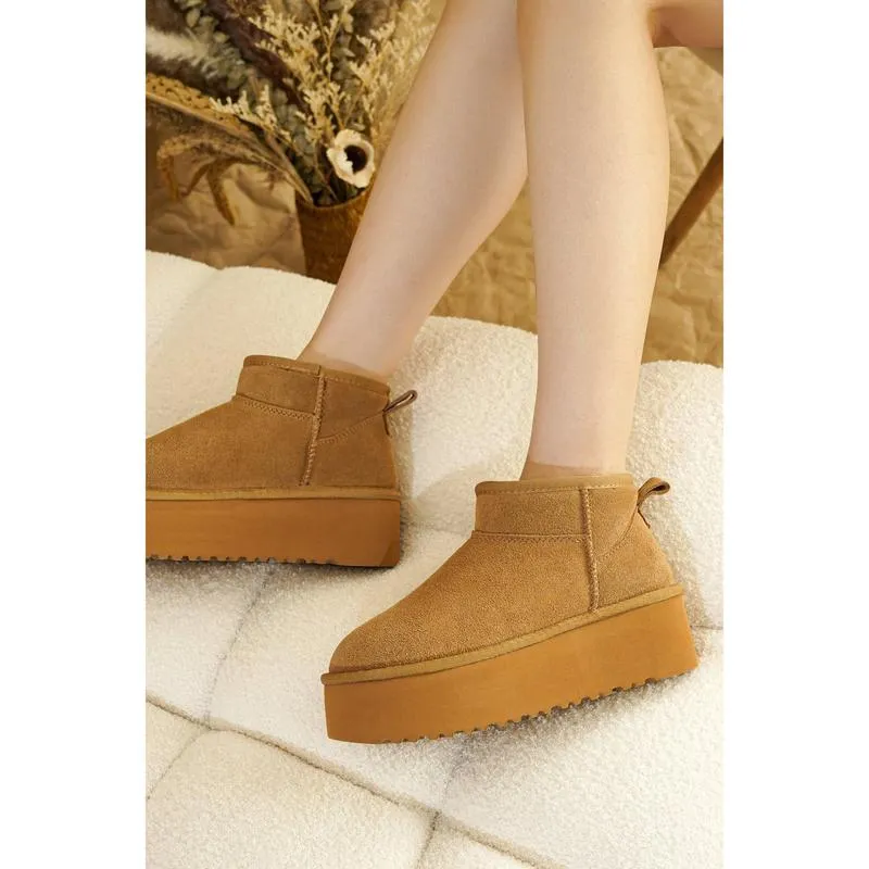 Women's Suede Ankle Boots – Water Resistant, Fur Lined, Lightweight, Non-Slip, Memory Foam Comfort
