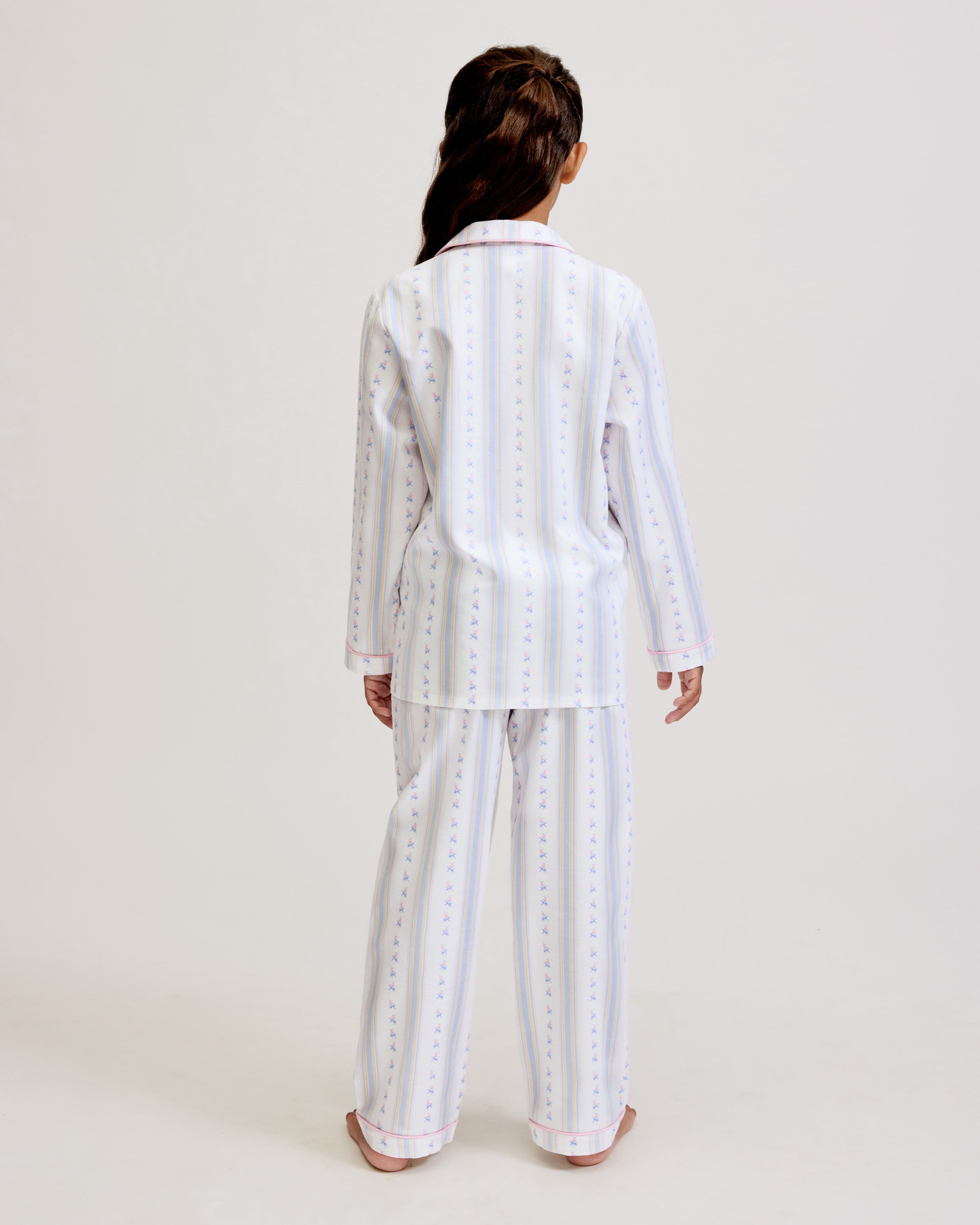 Kid's Twill Pajama Set in Cottage Stripe