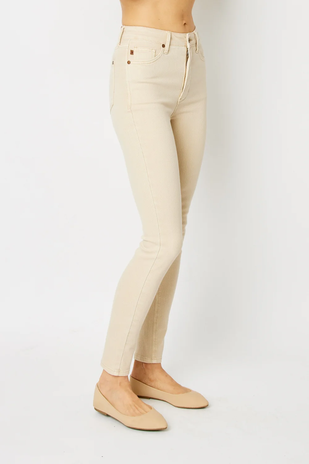 Blue Full Size Garment Dyed Tummy Control Skinny Jeans