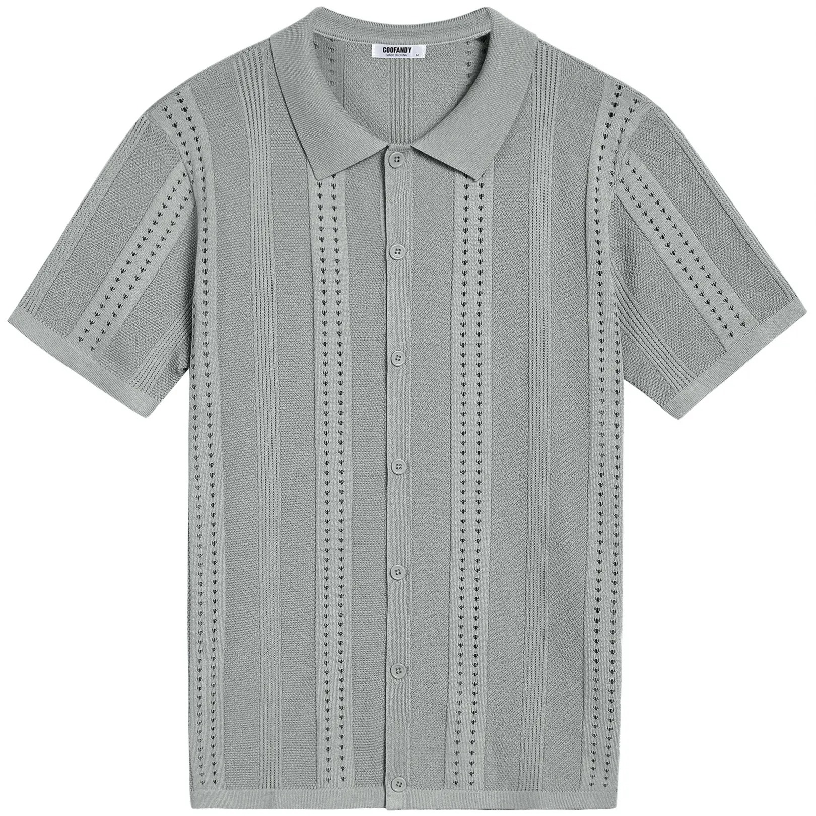 Men's Knit Shirts Short Sleeve Button Down Polo Shirt Fashion Casual Summer Beach Shirts Menswear Top