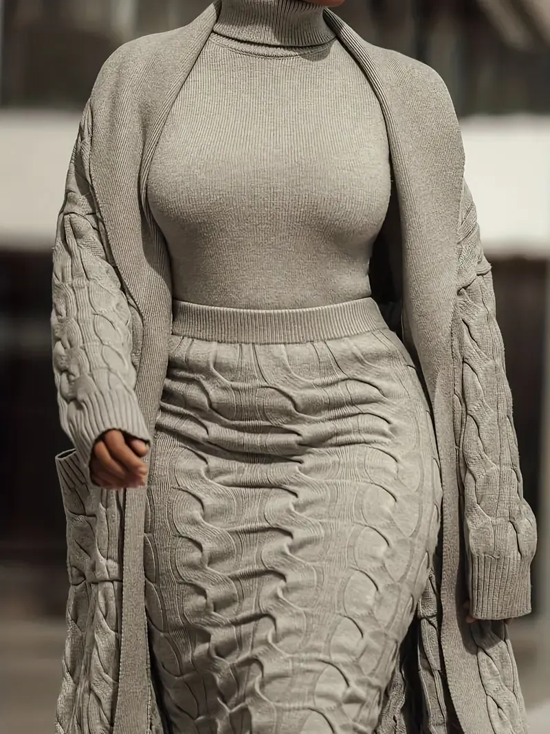Elegant 3pcs Women's Fall/Winter Knit Set