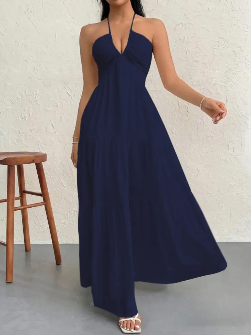 Women's Plain Sleeveless A-Line Dress – Casual Summer Mini