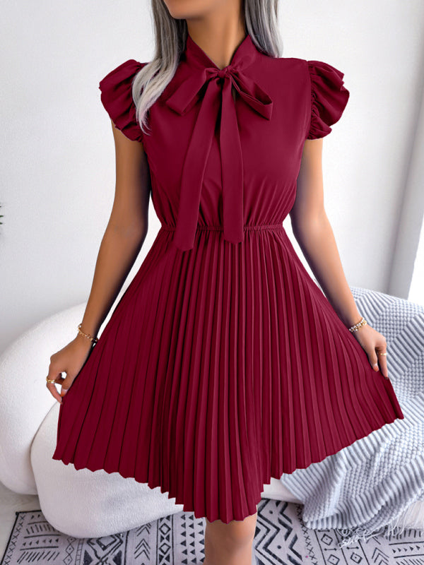 Temperament Lace-Up Waist Pleated Skirt
