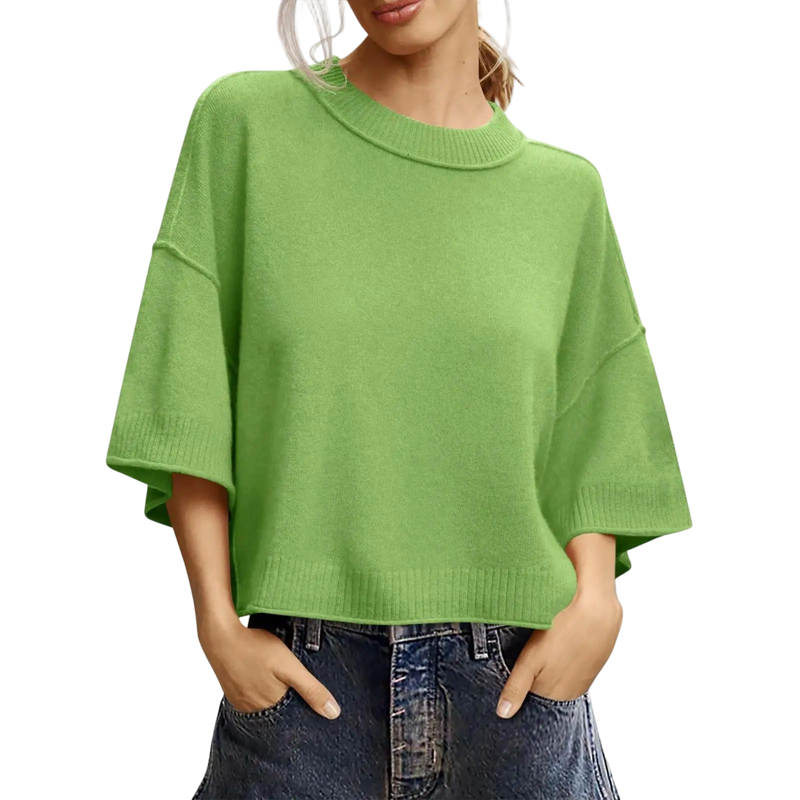 Womens Short Sleeve Sweater Summer Oversized Cropped Sweaters