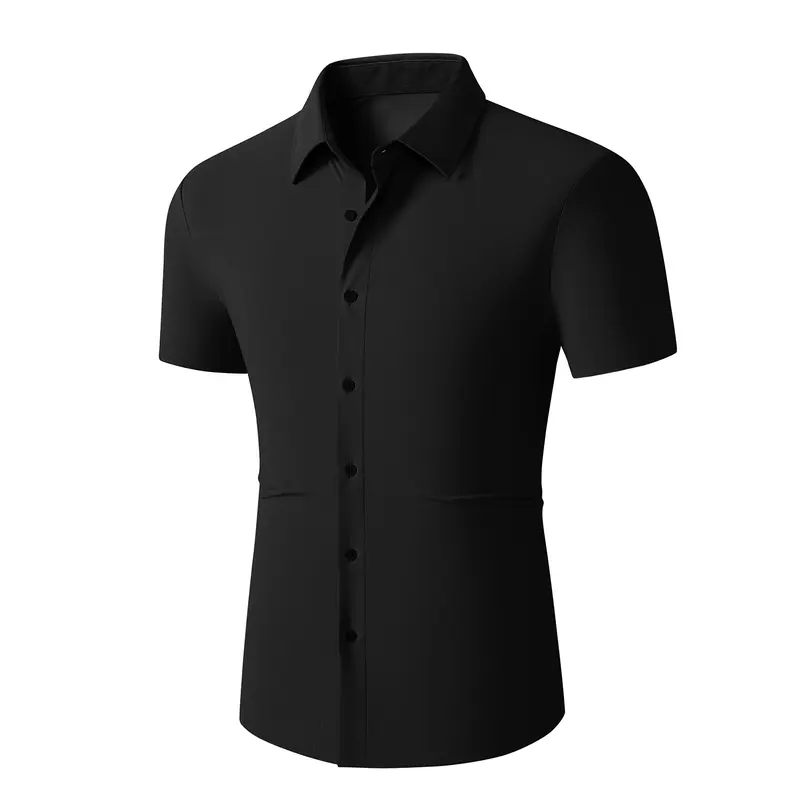 Mens Muscle Fit Dress Shirts Casual Button Down Shirt Short Sleeve Wrinkle-Free Shirts