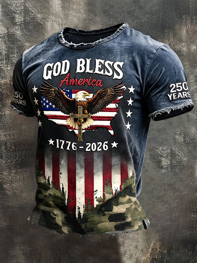 Men's American Flag Printed Casual T-shirt