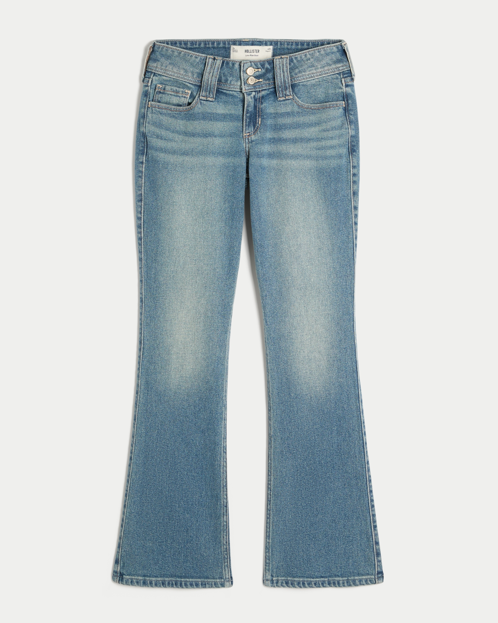 Low-Rise Dark Wash Embroidered Bootcut Jeans