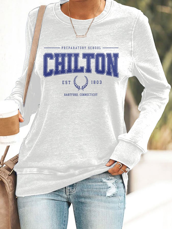 🔥HOT SALE🔥Retro Preparatory School Chilton Est 1803 Hartford, Connecticut Print Sweatshirt